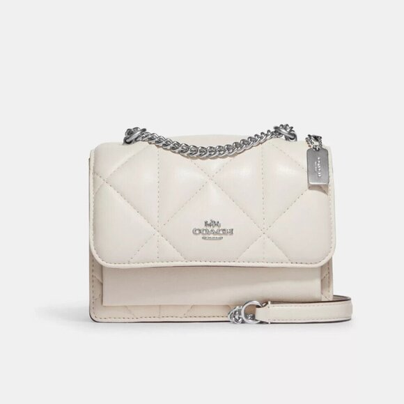 COACH Mini Klare Vanilla w Silver Crossbody w Puffy Diamond Quilting NWT 1 Left! - Picture 1 of 5
